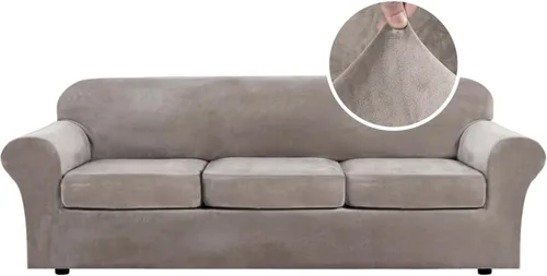 H.VERSAILTEX Funda de Sofá de Terciopelo de 4 Piezas de Alta Elasticidad, Protector de Muebles de Ajuste Perfecto, Funda de Sofá Extra Grande de