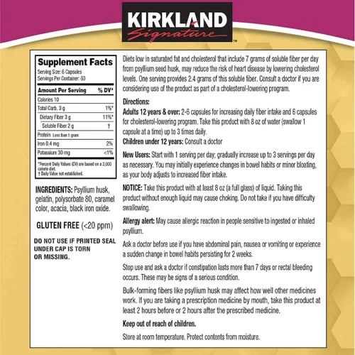 Miniatura 2 de Kirkland Signature Fibra de Psyllium, 720 Cápsulas