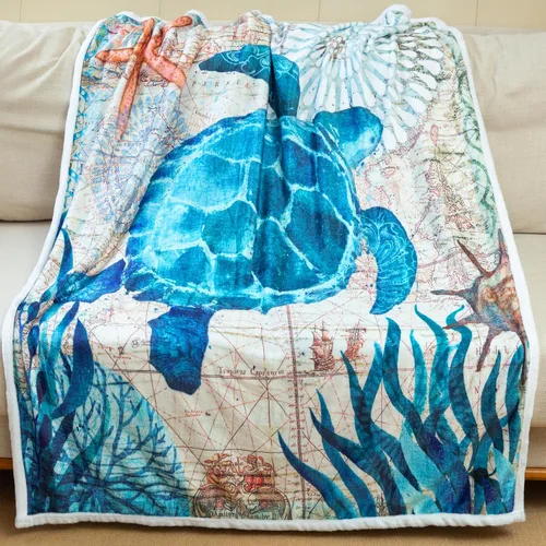 Miniatura 13 de Sviuse Manta de Tortuga Marina Costera Manta Náutica y de Playa Mantas Decorativas de Tortugas para Niños y Adultos Regalos de Tortuga