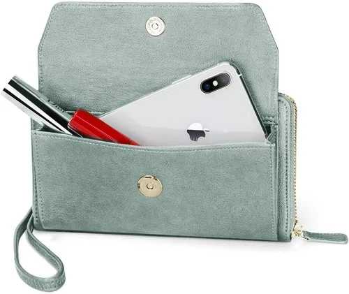Miniatura 6 de nuoku Cartera RFID para mujer, bolso cruzado con cremallera alrededor de 2 correas