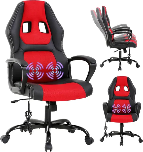Miniatura 8 de Silla Gamer - Silla ergonómica de masaje para juegos, silla de escritorio de cuero azul para adultos y niños
