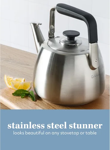 Miniatura 3 de Sur La Table Kitchen Essentials Tetera Silbadora de Acero Inoxidable Cepillado de Calibre Pesado de 2 Qt - Tetera Duradera para Estufa