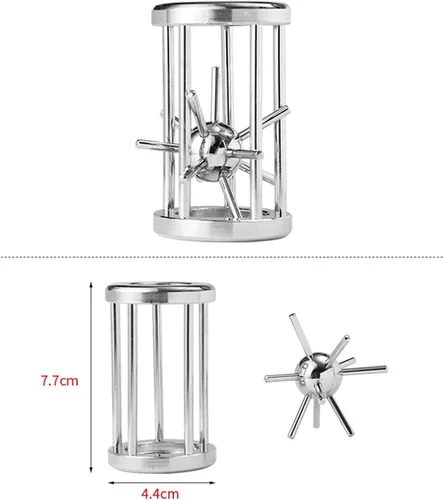 Miniatura 4 de FantasyDay 4 piezas de rompecabezas de acertijos, rompecabezas de metal, juego de prueba de coeficiente intelectual de desbloqueo entrelazado