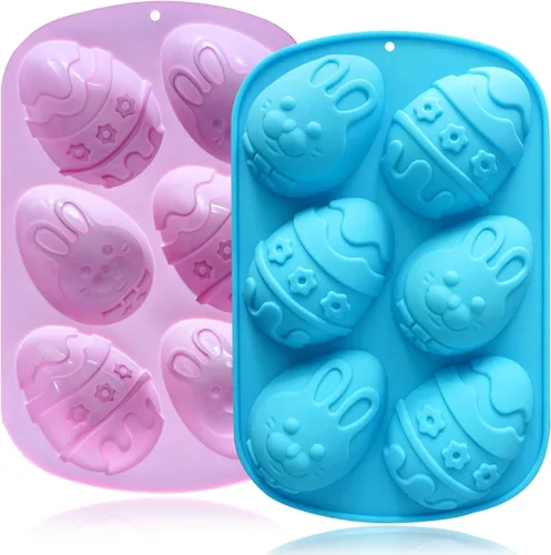 Moldes de silicona con forma de huevo de 3.5 pulgadas, paquete de 2 moldes de chocolate para hornear, Pascua, antiadherente, sin BPA, molde de jabón