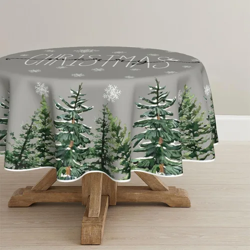 Miniatura 10 de Horaldaily Mantel de Navidad rectangular de 52 x 70 pulgadas, diseño de árboles de nieve de invierno, color blanco, lavable, para fiesta, picnic