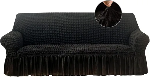 Miniatura 16 de Jeloris Funda Protectora Elástica para Sofá de Dos Plazas de Fácil Ajuste con Falda, Protector de Muebles Universal Duradero Lavable de Alta Beige