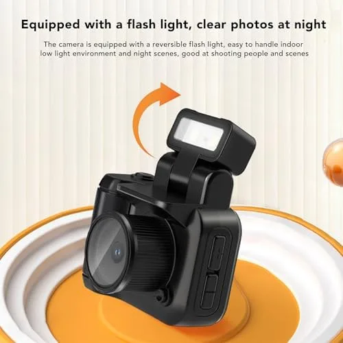 Miniatura 4 de Mini llavero de cámara, 1080P Vintage pequeño grabador de video digital con luz flash LED, cámara portátil de viaje para grabación de vida