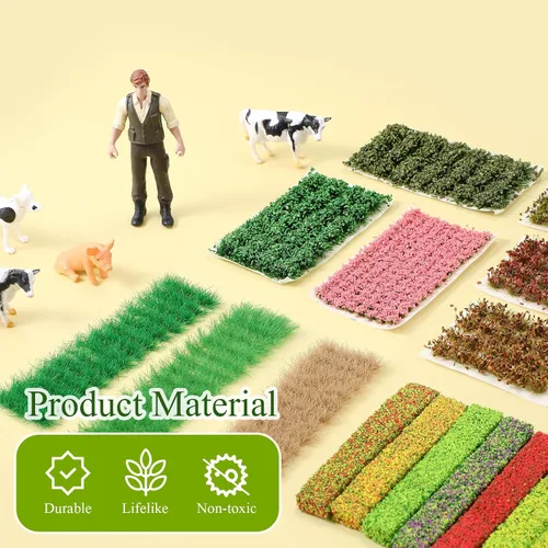 Miniatura 3 de Redbaker 288 Piezas Mechones de Césped Estático Racimo de Flores Grupos de Vegetación Autoadhesivos Mechones de Césped de Modelo Artificial DIY