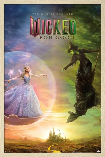 Miniatura 7 de Wicked: For Good (2025) - Póster de pared de una hoja de burbujas, 22.4 pulgadas de largo x 14.7 pulgadas de ancho, versión enmarcada de madera