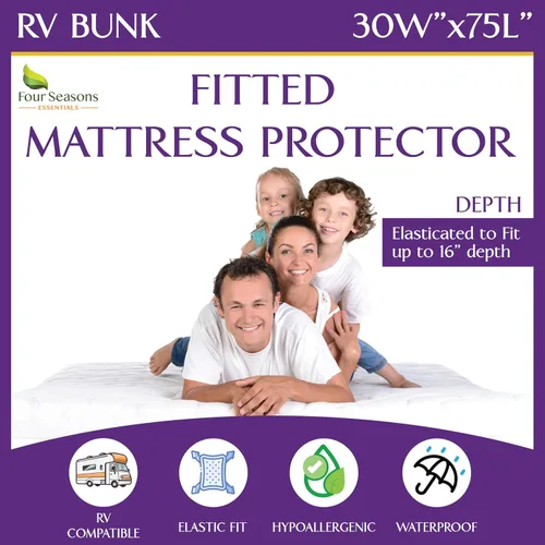 Miniatura 26 de Protector de colchón impermeable tamaño individual - Estilo sábana ajustable - Cubierta hipoalergénica de calidad premium que protege contra
