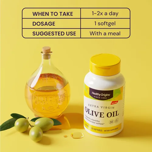 Miniatura 5 de Healthy Origins Aceite de oliva, 1250 mg - Suplemento para la salud del corazón con aceite de oliva virgen extra orgánico prensado en frío