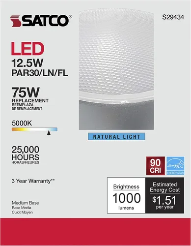 Miniatura 7 de Satco S29434 PAR30LN LED de 12.5 vatios 5000K paquete de 6 cumplen con California