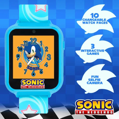 Miniatura 5 de Accutime Niños SEGA Sonic El Erizo Azul Reloj Inteligente Educativo de Pantalla Táctil para Niños, Niñas, Pequeños, 40 mm, Moderno Sonic Star
