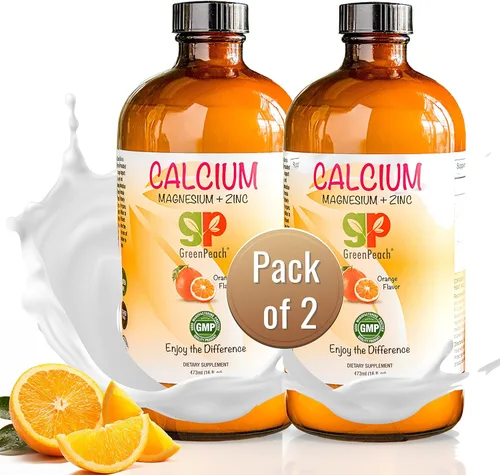 Miniatura 10 de GreenPeach Calcio líquido para niños – Suplemento de magnesio, D3 y zinc – Citrato de calcio y vitamina D3 jarabe calmante para niños – Sin azúcar