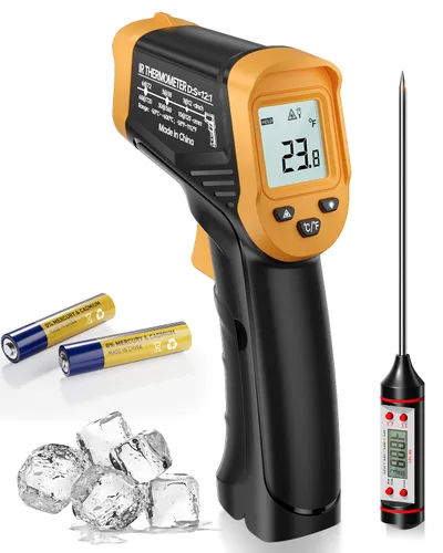 Eventek Pistola de termómetro infrarrojo, pistola de temperatura láser de -58 °F a 1112 °F, pistola de temperatura IR para cocinar, accesorios para