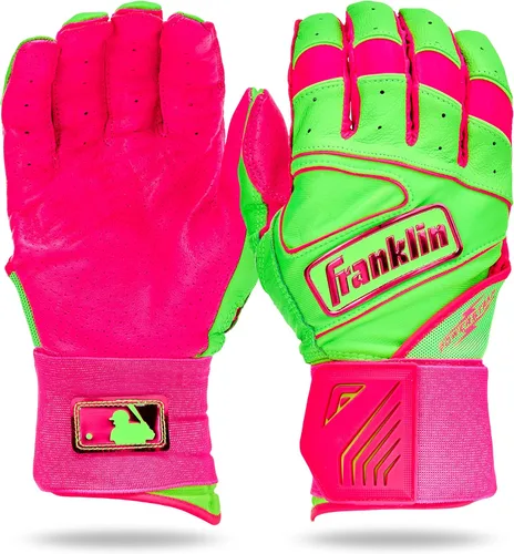 Miniatura 15 de Franklin Sports MLB - Guantes de bateo Infinite Powerstrap para béisbol + sóftbol de puño largo, para adultos y jóvenes Blanco/Dorado