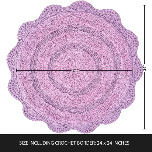 Miniatura 3 de Chardin home Alfombra de baño de ganchillo lavanda, 100% algodón redondo con borde de ganchillo artesanal hecho a mano, 24 pulgadas de diámetro