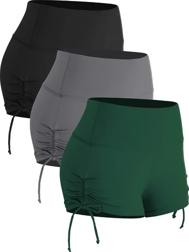 CADMUS Pantalones cortos atléticos para mujer, paquete de 3 unidades, cintura alta, entrenamiento profesional