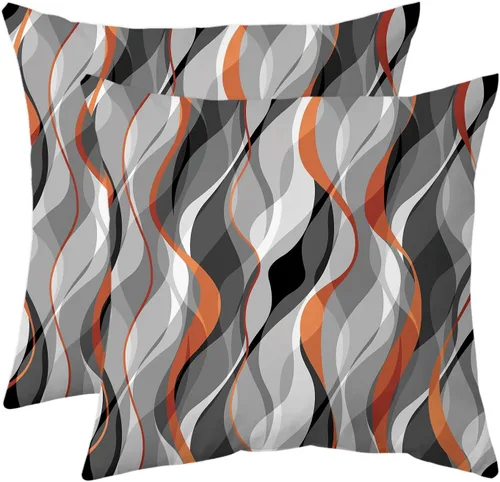 Miniatura 11 de Juego de 2 fundas de almohada gris y negro en blanco para sofá de sala de estar, fundas de cojín de líneas geométricas modernas para decoración