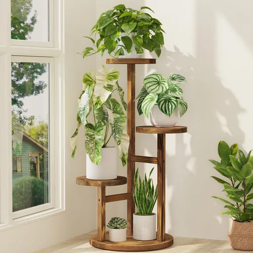 Miniatura 10 de iDavosic.ly Soporte para plantas de 3 niveles para interiores, estante de metal de esquina escalonada para múltiples flores, estante alto