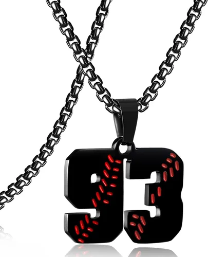 Miniatura 152 de SKQIR Colgante de número de jersey de béisbol para hombres y niños - Cadena de acero inoxidable para atletas - Negro