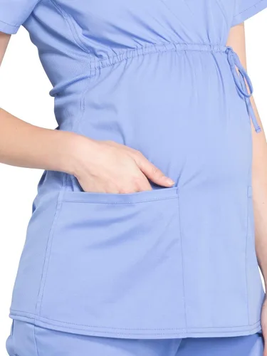 Miniatura 3 de Cherokee Women's Maternity Scrub Top with 3 Pockets Mock Wrap WW685