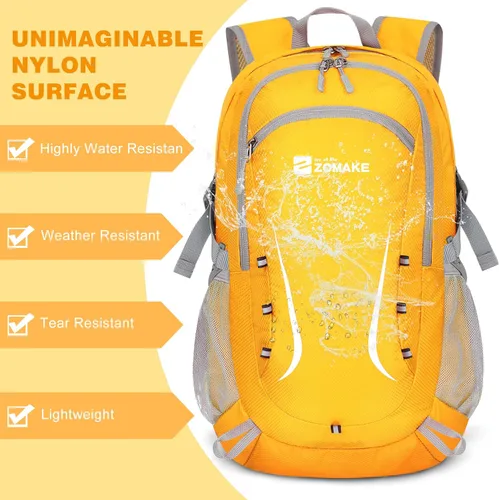 Miniatura 5 de Zomake - Mochila de senderismo plegable resistente al agua, mochila ligera de 40 litros para viajes, mochila plegable Backpacks Amarillo