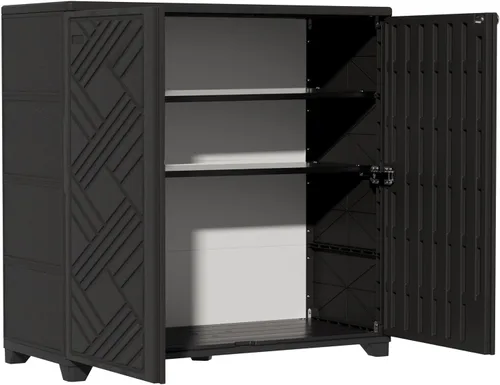 Miniatura 11 de ZZM Gabinete de almacenamiento para interiores y exteriores, impermeable, 34 x 15 x 34 pulgadas, caja de almacenamiento de plástico al aire libre