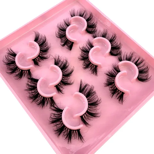 Paquete de 6 pares de pestañas postizas esponjosas naturales de imitación de visón, paquete de pestañas 3D (MSD-6)
