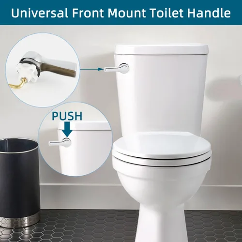 Miniatura 5 de Hygie Rinse Manija de inodoro de metal de repuesto para manija de inodoro, mango universal de montaje frontal compatible con TOTO/Glacier Cromado