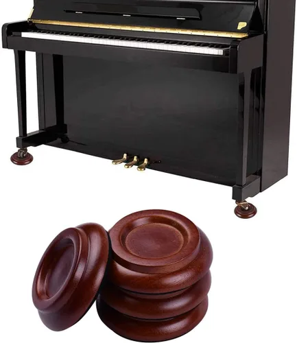 Miniatura 5 de Copas para piano de madera dura, protector de piso, ruedas sólidas para piano vertical, antideslizante y antiruido, accesorios de pie de piano