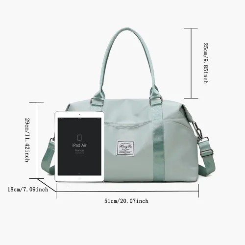 Miniatura 4 de KARRESLY Bolsa de viaje para mujer, bolsa de hombro para fin de semana, bolsa de deporte, gimnasio, bolsa de mano, impermeable, Beige
