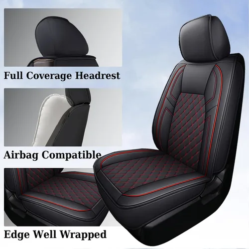Miniatura 3 de Coverado Tundra - Juego completo de fundas de asiento de automóvil de cuero para camiones, fundas de asiento de automóvil, protector de ajuste Rojo