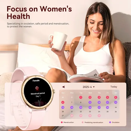 Miniatura 5 de Reloj inteligente para mujer, monitor de fitness HD de 1.27 pulgadas (respuesta/haz llamadas) con más de 110 modos deportivos/frecuencia