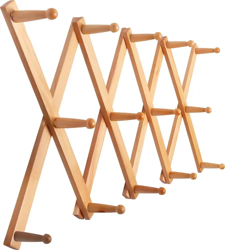 Miniatura 6 de SKOLOO Perchero para sombreros de pared con 17 ganchos, madera maciza, moderno, ampliable, perchero de pared para abrigos, sombreros, bolsos, gorras