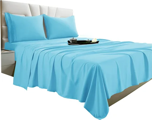Vacco Juego de sábanas tamaño Queen, sábanas y fundas de almohada de 4 piezas para hotel de lujo de la serie 1800, sábanas ultrasuaves,