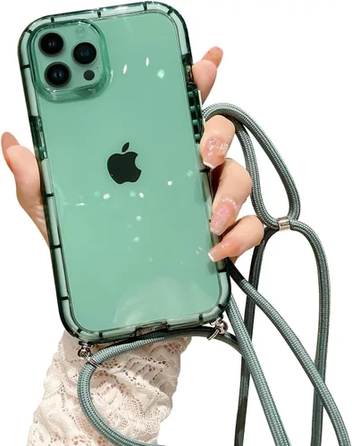 Miniatura 13 de Funda transparente para iPhone 13 Pro Max con cordón cruzado, delgada, translúcida, a prueba de golpes, suave, con correa de hombro ajustable