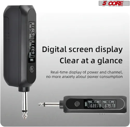 Miniatura 6 de 5 CORE Micrófonos inalámbricos, par de karaoke con luces LED brillantes, recargable, portátil, de largo alcance, micrófonos dinámicos de mano