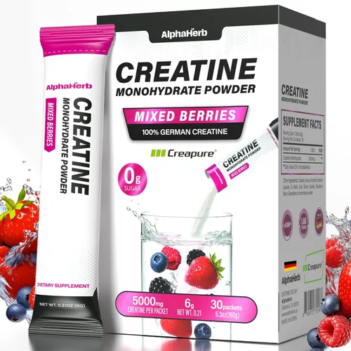 Paquetes de monohidrato de creatina en barra – 0.18 oz de creatina alemana Creapure® micronizada en polvo, sin azúcar, músculo magro y recuperación,
