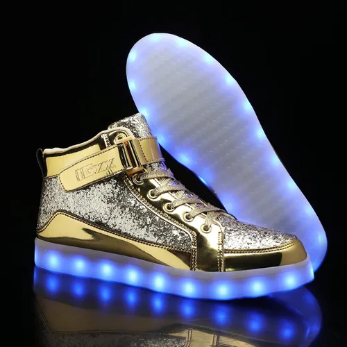 Miniatura 5 de IGxx Zapatos con luz LED para niños, tenis de alta calidad, zapatos con luces para niños, carga USB, entrenadores luminosos intermitentes