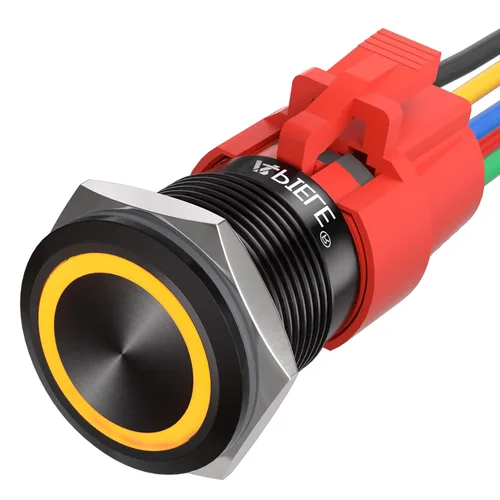 Miniatura 10 de APIELE Interruptor momentáneo de botón de encendido y apagado de 0.748 in de aleación de aluminio con cabezal de ojo de ángel LED de 12 V