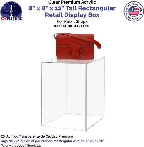 Miniatura 4 de Caja de exhibición de acrílico transparente de 8 x 8 x 12 pulgadas con un lado abierto, versátil contenedor de almacenamiento de productos Lucite