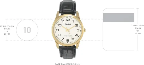 Miniatura 3 de Casio - Reloj de cuarzo japonés con correa de piel color negro 22 modelo EAW-MTP-V001GL-7B