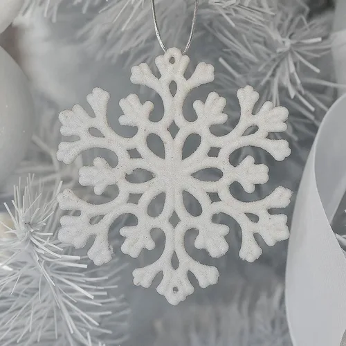 Miniatura 4 de Adornos grandes y blancos para árbol de Navidad de estilo casa de campo, decoración navideña, de 4.72 pulgadas, de plástico inastillable, bolas