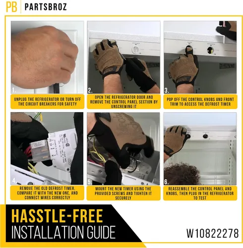 Miniatura 6 de W10822278 Temporizador de descongelación para refrigerador competible con Whirlpool AP5985208 PS11723171 congelador 106.71184101 ED22PEXHW02