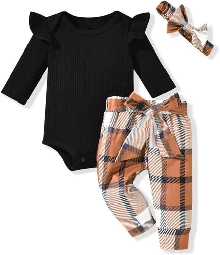 Miniatura 163 de Aalizzwell Conjunto de mameluco acanalado para bebé recién nacido prematuro para otoño e invierno