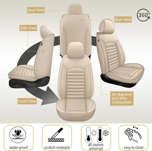 Miniatura 2 de IKABEVEM Fundas de asiento de automóvil para GMC Acadia 2017-2024, impermeable, de piel sintética, compatible con bolsa de aire