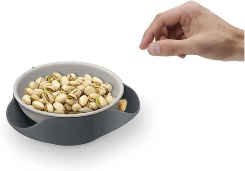 Miniatura 5 de Joseph Joseph Cuenco doble para servir pistacho y aperitivos con compartimento para desechos de alimentos, sin BPA, color gris