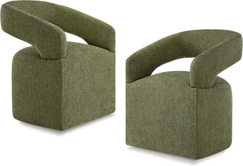 Miniatura 33 de KISLOT Juego de 1 sillas de comedor tapizadas, modernas sillas de comedor con ruedas ocultas, sillas de cocina con brazo con tela de aspecto