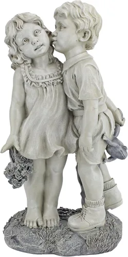 Miniatura 2 de Jóvenes novios: estatua de jardín de niños besando